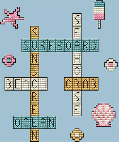 Sea Crossword - Cute Embroidery by Kate