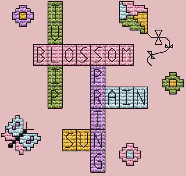 Spring Crossword - Cute Embroidery by Kate