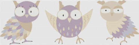 Pastel Cartoon Owls - X Squared Cross Stitch
