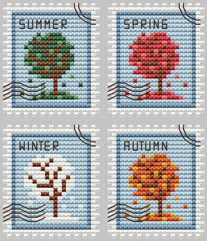 4 Seasons Postage Stamps - Cute Embroidery by Kate