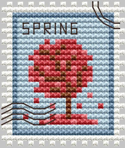 Spring Postage Stamp - Cute Embroidery by Kate