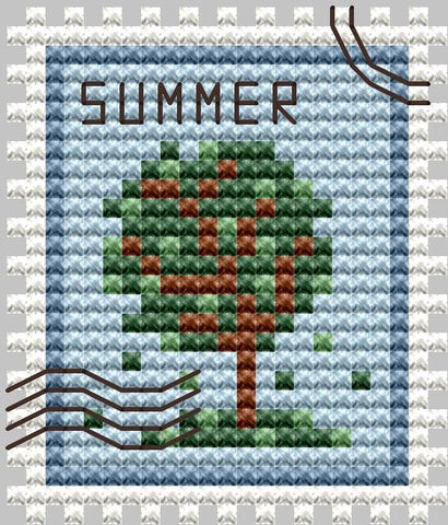 Summer Postage Stamp - Cute Embroidery by Kate