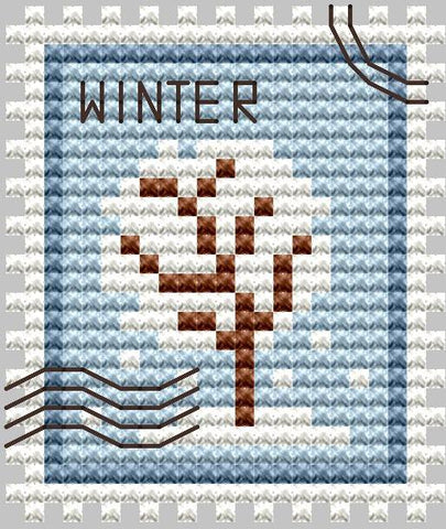 Winter Postage Stamp - Cute Embroidery by Kate