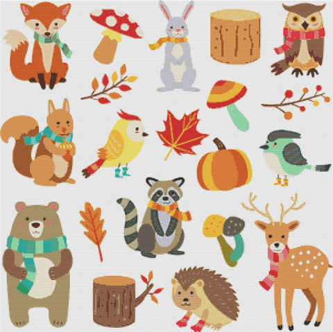 Cute Autumnal Characters - X Squared Cross Stitch