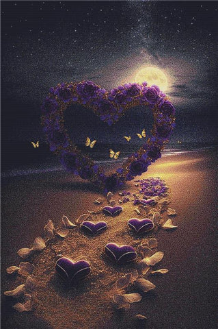 Glowing Heart On The Beach - X Squared Cross Stitch