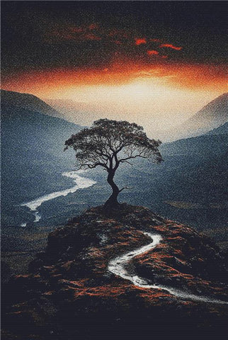 Lone Tree Sitting On A Hill - X Squared Cross Stitch