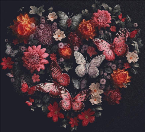 Dark Heart Of Flowers And Butterflies - X Squared Cross Stitch
