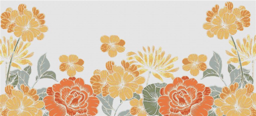 Orange Flowers - X Squared Cross Stitch