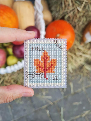 Maple Leaf Postage Stamp - Cute Embroidery by Kate