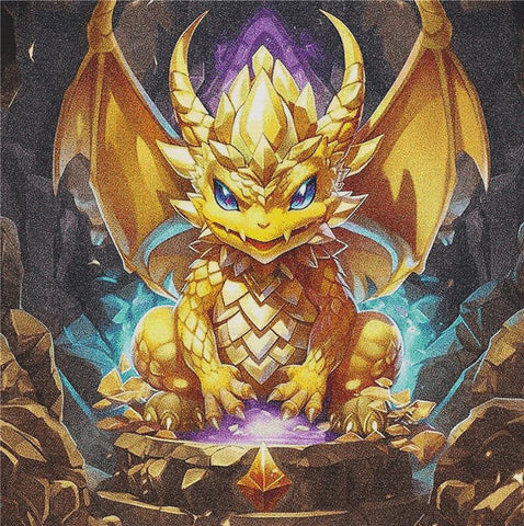 Gold Dragon With Blue Eyes - X Squared Cross Stitch