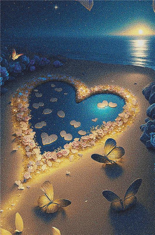 Blue Heart On The Beach I - X Squared Cross Stitch