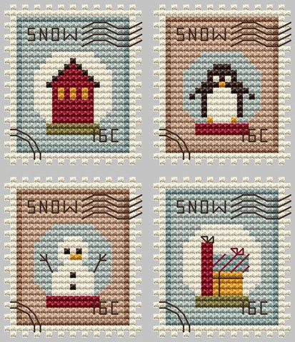 Snow Globe Postage Stamps - Cute Embroidery by Kate