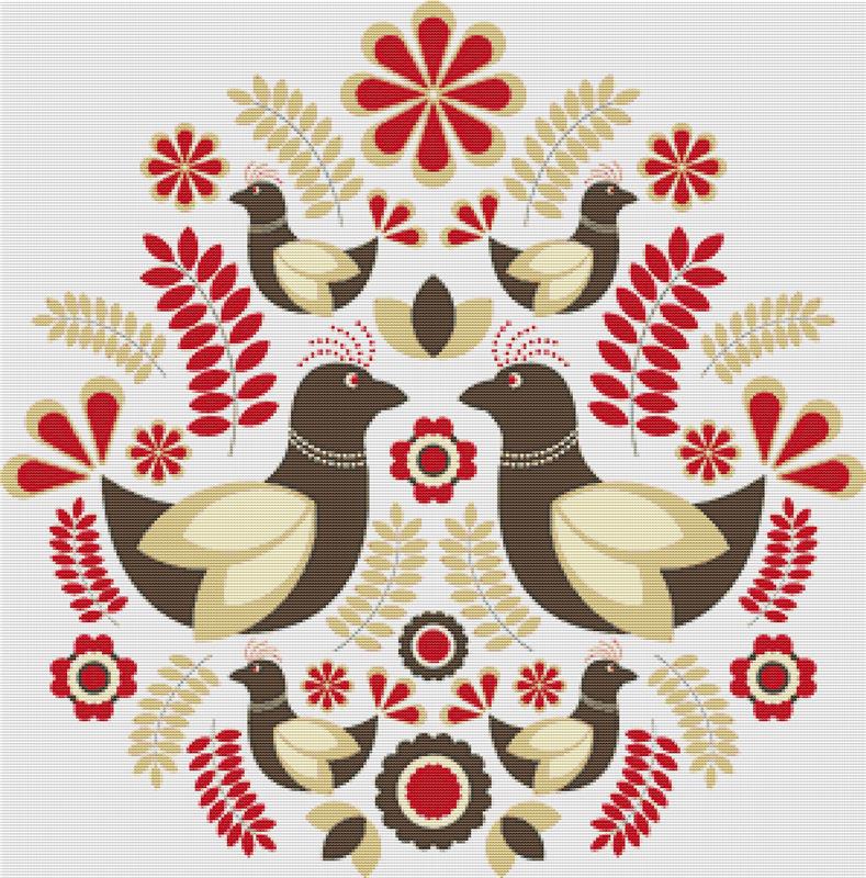 Scandinavian Folk Birds - X Squared Cross Stitch
