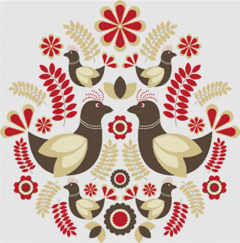 Scandinavian Folk Birds - X Squared Cross Stitch