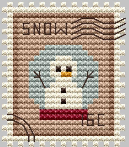 Snow Globe Snowman Postage Stamp - Cute Embroidery by Kate