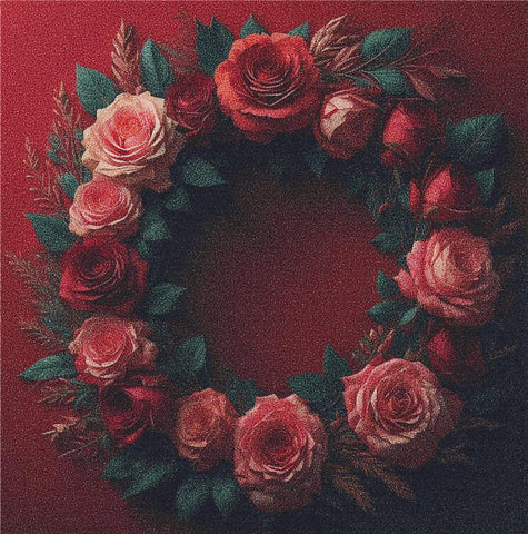 Burgundy Wreath Of Roses - X Squared Cross Stitch
