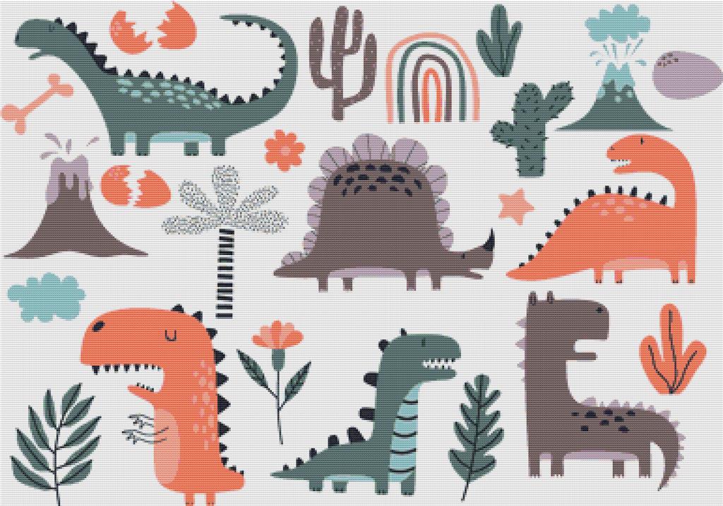 Cute Dinosaurs - X Squared Cross Stitch