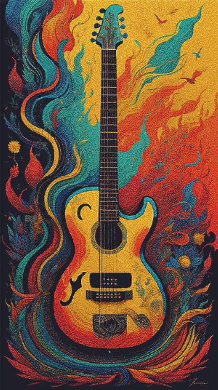 Neo-Fauvist Guitar - X Squared Cross Stitch