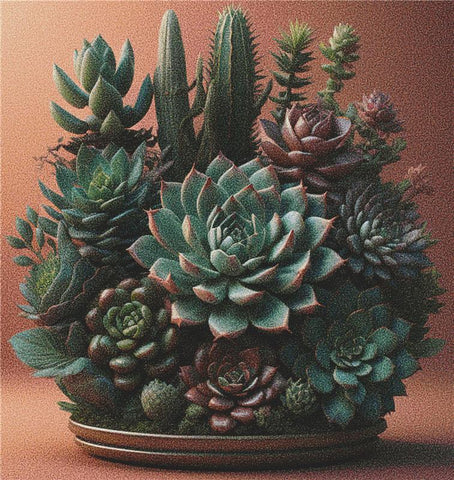 Arrangement Of Succulents X - X Squared Cross Stitch