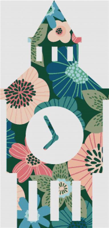 Beautiful Floral Big Ben - X Squared Cross Stitch