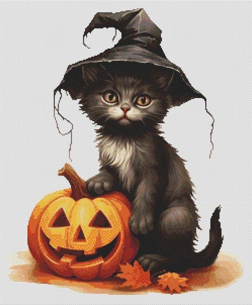Halloween Cat - White Willow Stitching