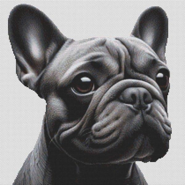 Blue French Bulldog - White Willow Stitching