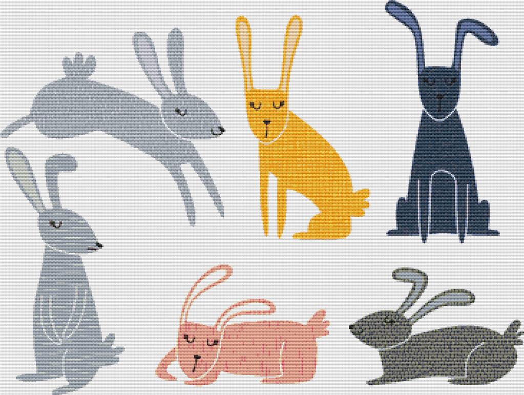 Set Of Cute Rabbits - X Squared Cross Stitch