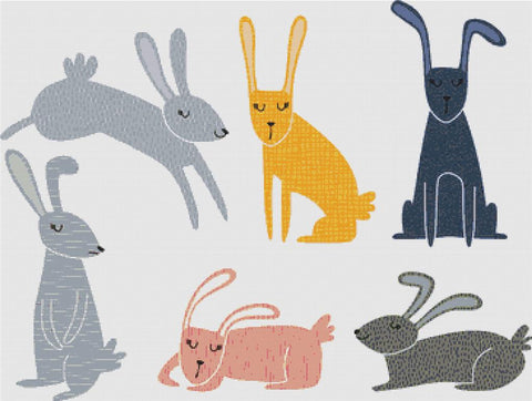 Set Of Cute Rabbits - X Squared Cross Stitch