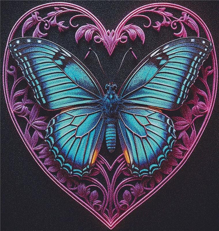 Neon Butterfly Heart - X Squared Cross Stitch