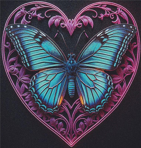 Neon Butterfly Heart - X Squared Cross Stitch