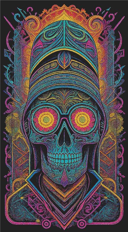 Psychedelic Skull - X Squared Cross Stitch