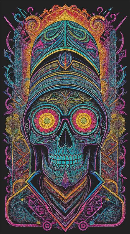 Psychedelic Skull - X Squared Cross Stitch