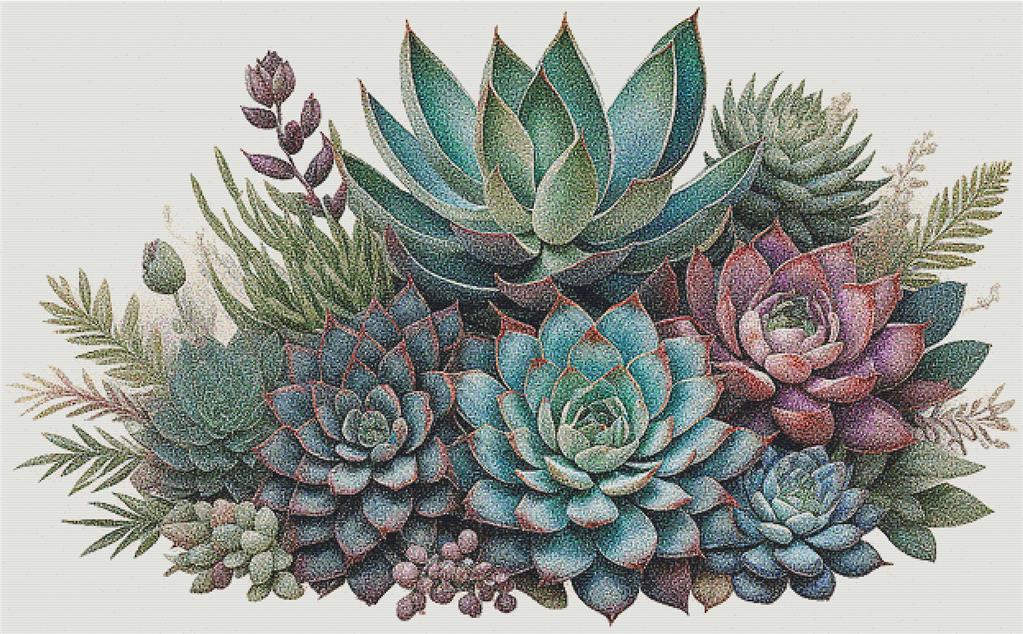 Grouping Of Succulents - X Squared Cross Stitch