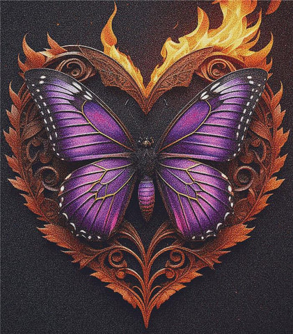 Flaming Butterfly Heart - X Squared Cross Stitch