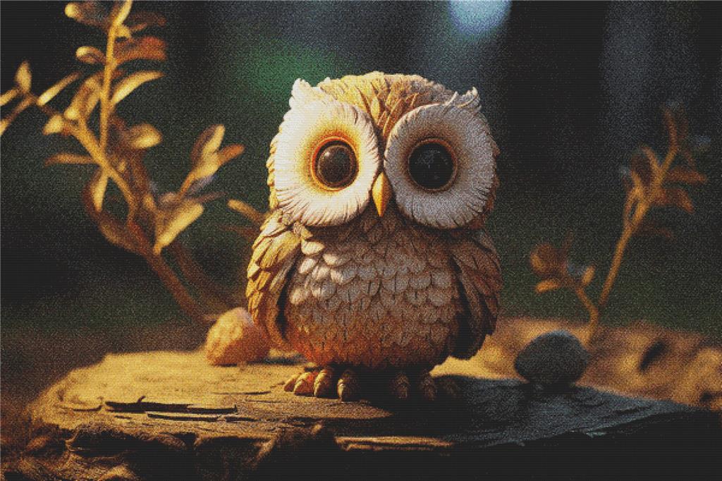 Cute Owl On A Stump - X Squared Cross Stitch