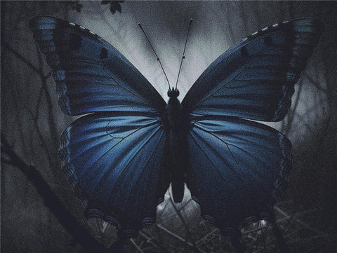 Haunted Blue Butterfly - X Squared Cross Stitch