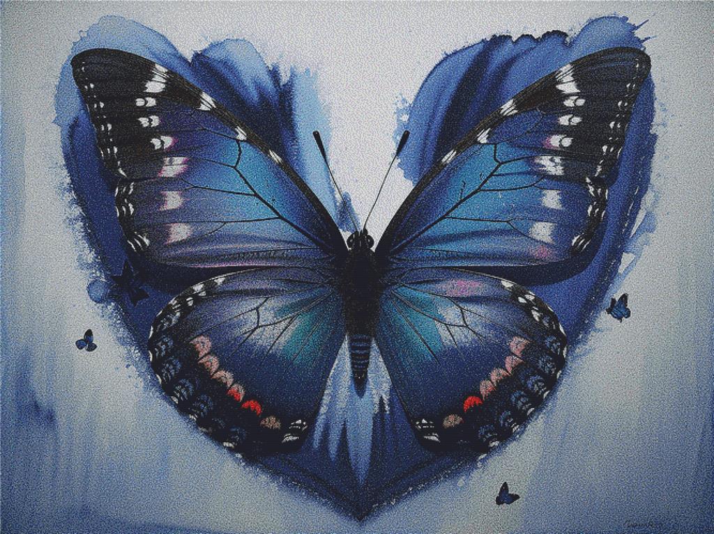 Vibrant Blue Butterfly - X Squared Cross Stitch