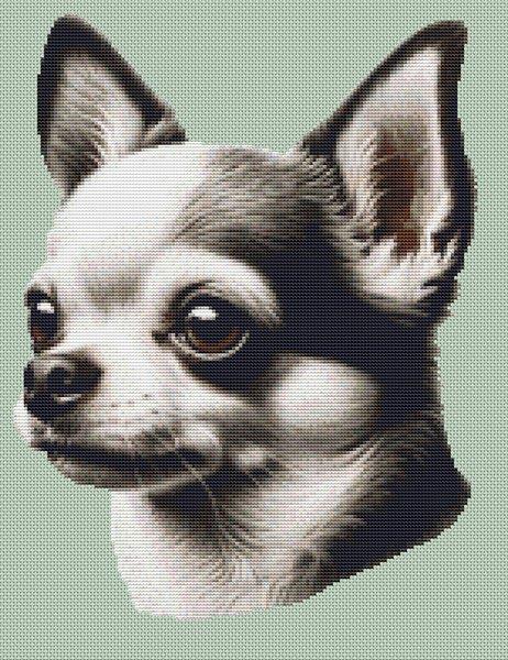 Black & White Chihuahua - White Willow Stitching