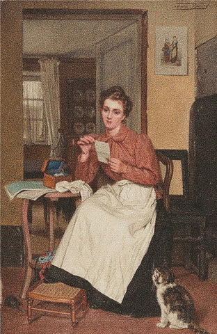 Young Woman In A White Apron Reading A Letter - X Squared Cross Stitch