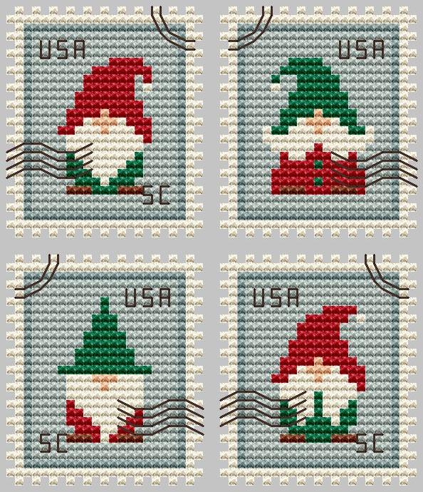 Gnomes Postage Stamps - Cute Embroidery by Kate