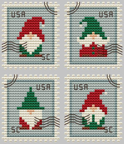 Gnomes Postage Stamps - Cute Embroidery by Kate