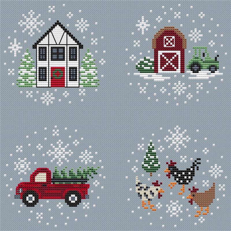 Snowy Farm Ornaments - Erin Elizabeth Designs