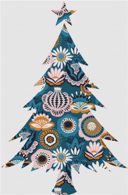 Modern Folk Christmas Tree - X Squared Cross Stitch