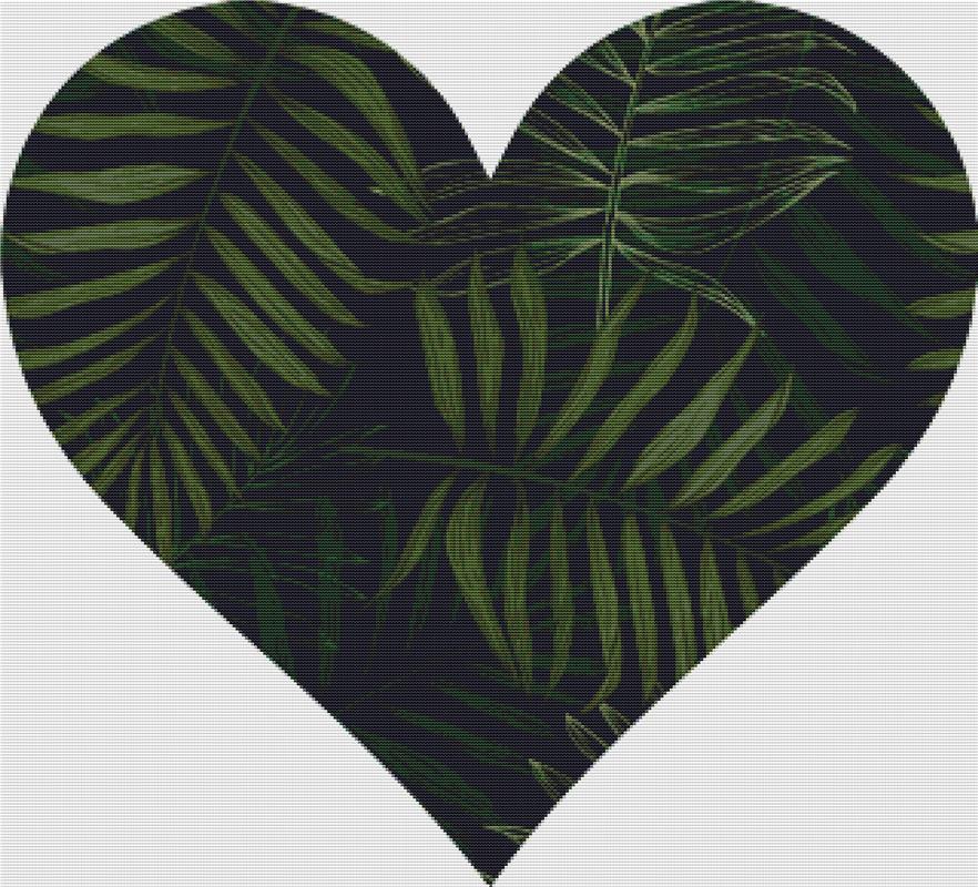 Tropical Leaf Heart - X Squared Cross Stitch