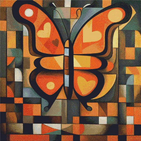 Cubist Orange Butterfly - X Squared Cross Stitch
