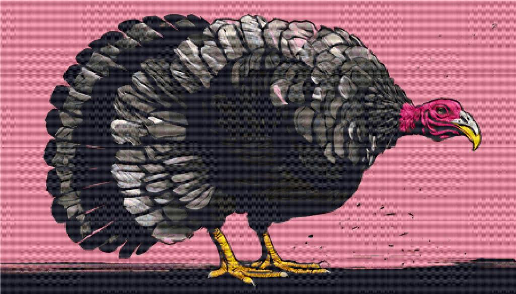 Pink Turkey - X Squared Cross Stitch