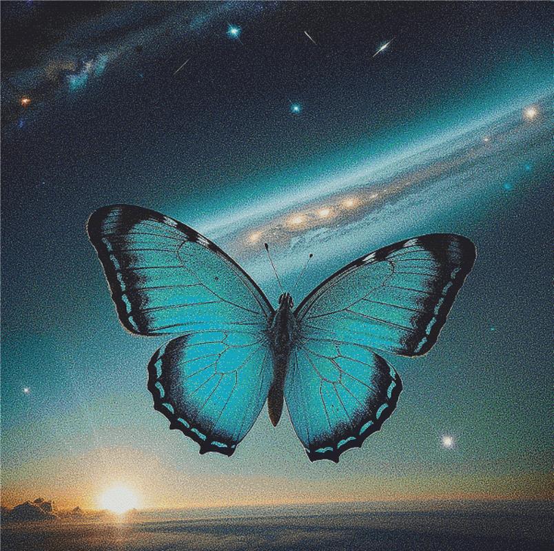Cosmic Teal Butterfly - X Squared Cross Stitch