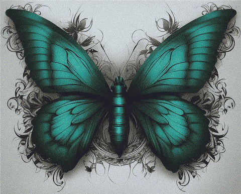 Teal Butterfly Tattoo - X Squared Cross Stitch