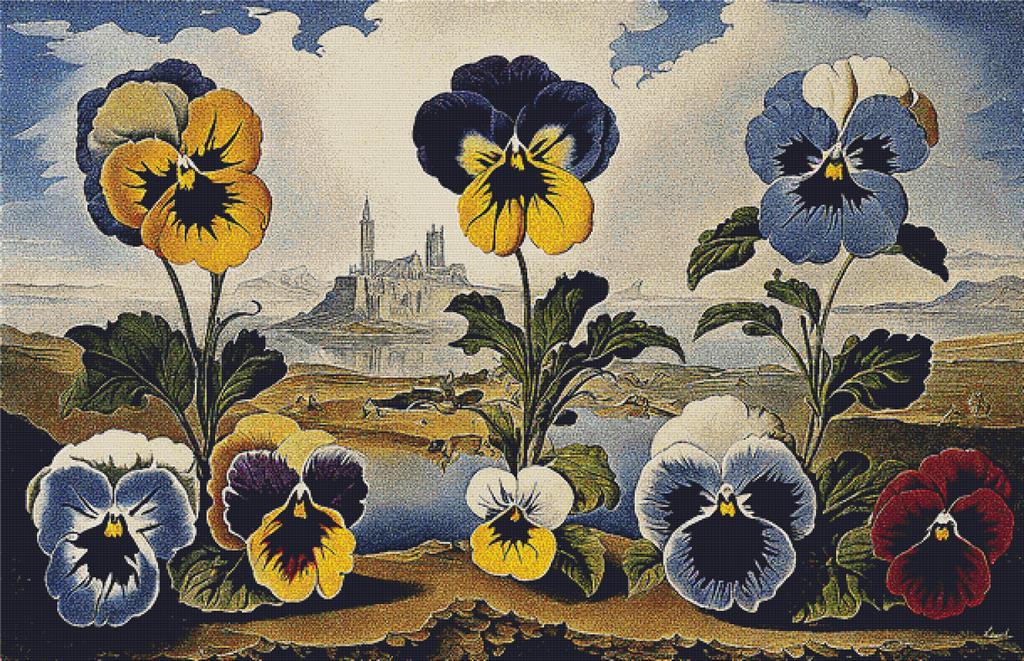 Surrealist Pansies - X Squared Cross Stitch