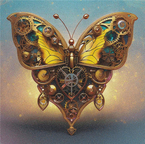 Steampunk Yellow Butterfly - X Squared Cross Stitch